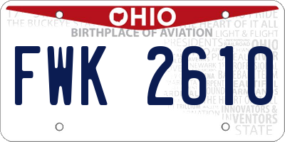 OH license plate FWK2610
