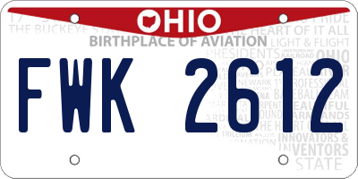 OH license plate FWK2612
