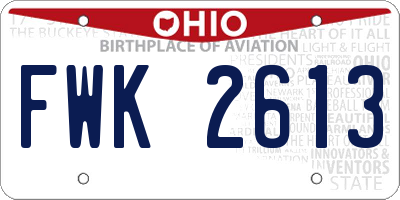 OH license plate FWK2613