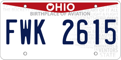 OH license plate FWK2615