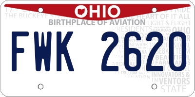 OH license plate FWK2620