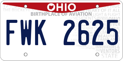 OH license plate FWK2625