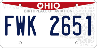OH license plate FWK2651