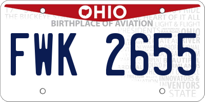 OH license plate FWK2655