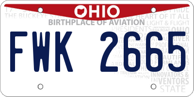 OH license plate FWK2665