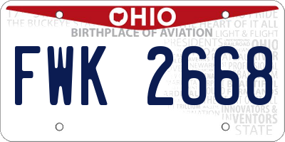 OH license plate FWK2668