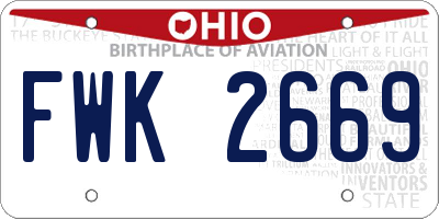 OH license plate FWK2669