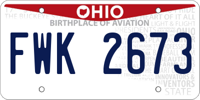 OH license plate FWK2673