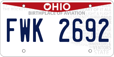 OH license plate FWK2692