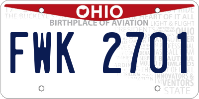 OH license plate FWK2701