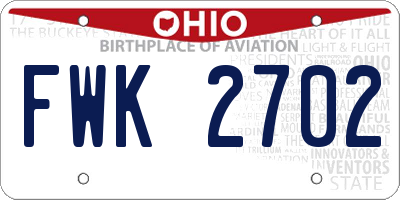 OH license plate FWK2702