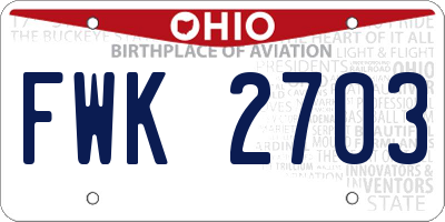 OH license plate FWK2703