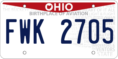 OH license plate FWK2705