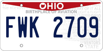 OH license plate FWK2709