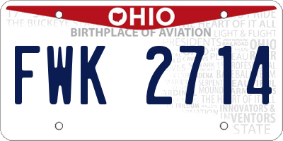 OH license plate FWK2714