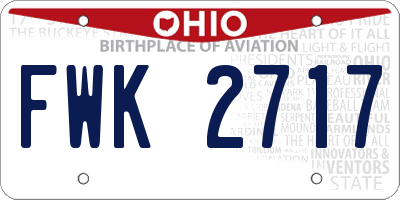 OH license plate FWK2717