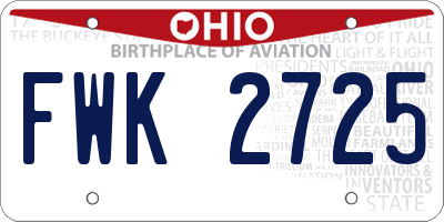 OH license plate FWK2725