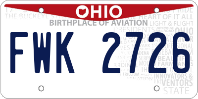 OH license plate FWK2726