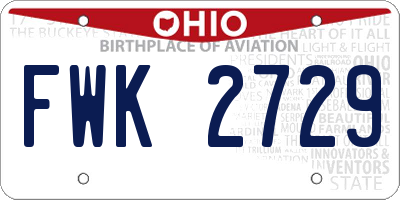 OH license plate FWK2729