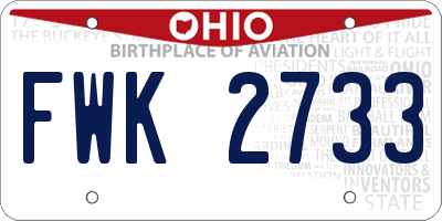 OH license plate FWK2733