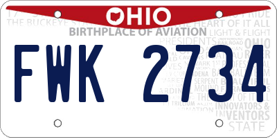 OH license plate FWK2734