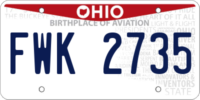 OH license plate FWK2735