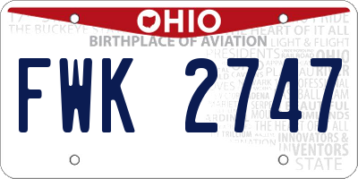 OH license plate FWK2747