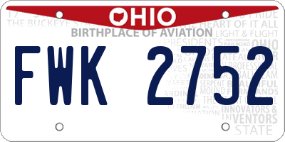 OH license plate FWK2752