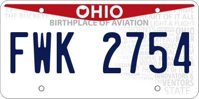 OH license plate FWK2754