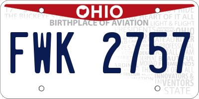 OH license plate FWK2757