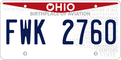 OH license plate FWK2760