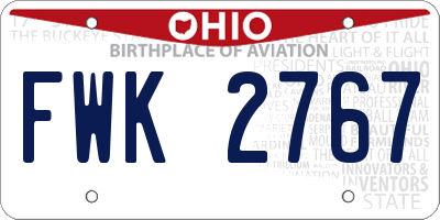 OH license plate FWK2767