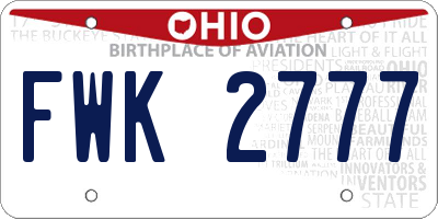 OH license plate FWK2777