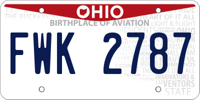 OH license plate FWK2787