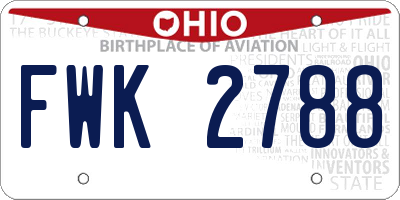 OH license plate FWK2788