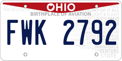 OH license plate FWK2792