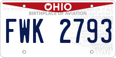 OH license plate FWK2793