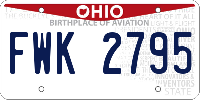 OH license plate FWK2795