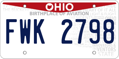 OH license plate FWK2798
