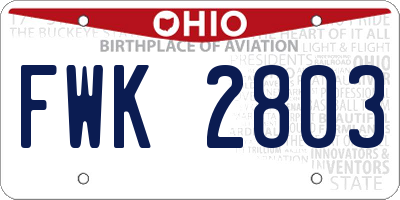OH license plate FWK2803