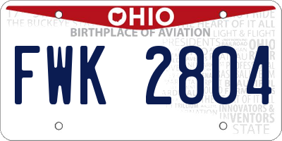 OH license plate FWK2804