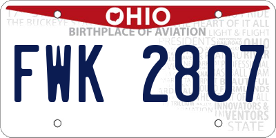 OH license plate FWK2807