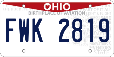 OH license plate FWK2819