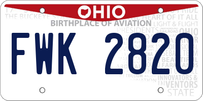 OH license plate FWK2820