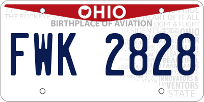 OH license plate FWK2828
