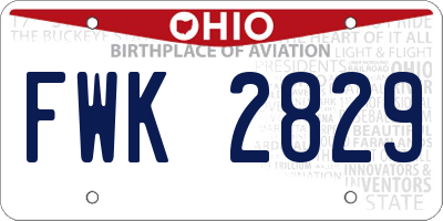 OH license plate FWK2829