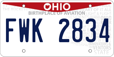 OH license plate FWK2834