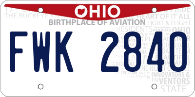 OH license plate FWK2840