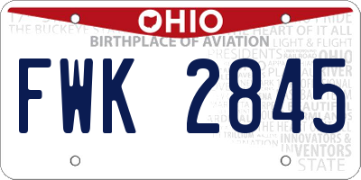 OH license plate FWK2845