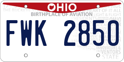 OH license plate FWK2850